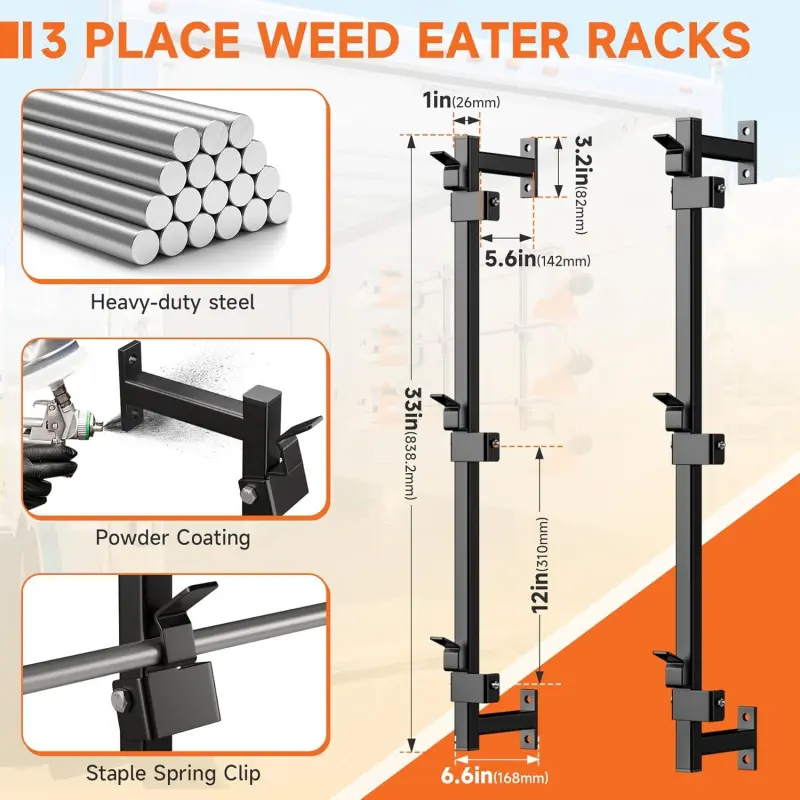Heavy-Duty Trimmer Rack for Enclosed Trailers, Landscaping Equipment Storage Holder, Lawn Care Tool Organizer, Accessories Rack