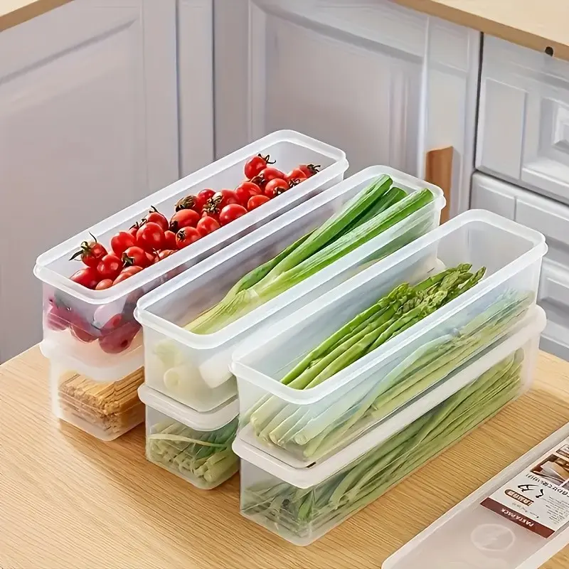 6-Piece Transparent Food Storage Containers Set with Lids, Food-Grade PP Material, Ideal for Noodles, Herbs, Onions, Kitchen & Refrigerator Use