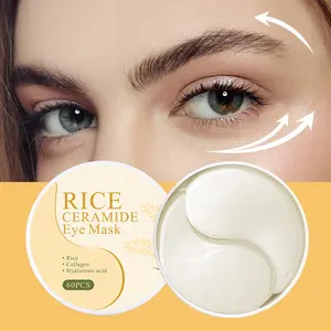 60pcs Rice Eye Mask Patches with Collagen and Ceramide, Brightening Moisturizing Firming, Reduce Dark Circles, Single Item Pack