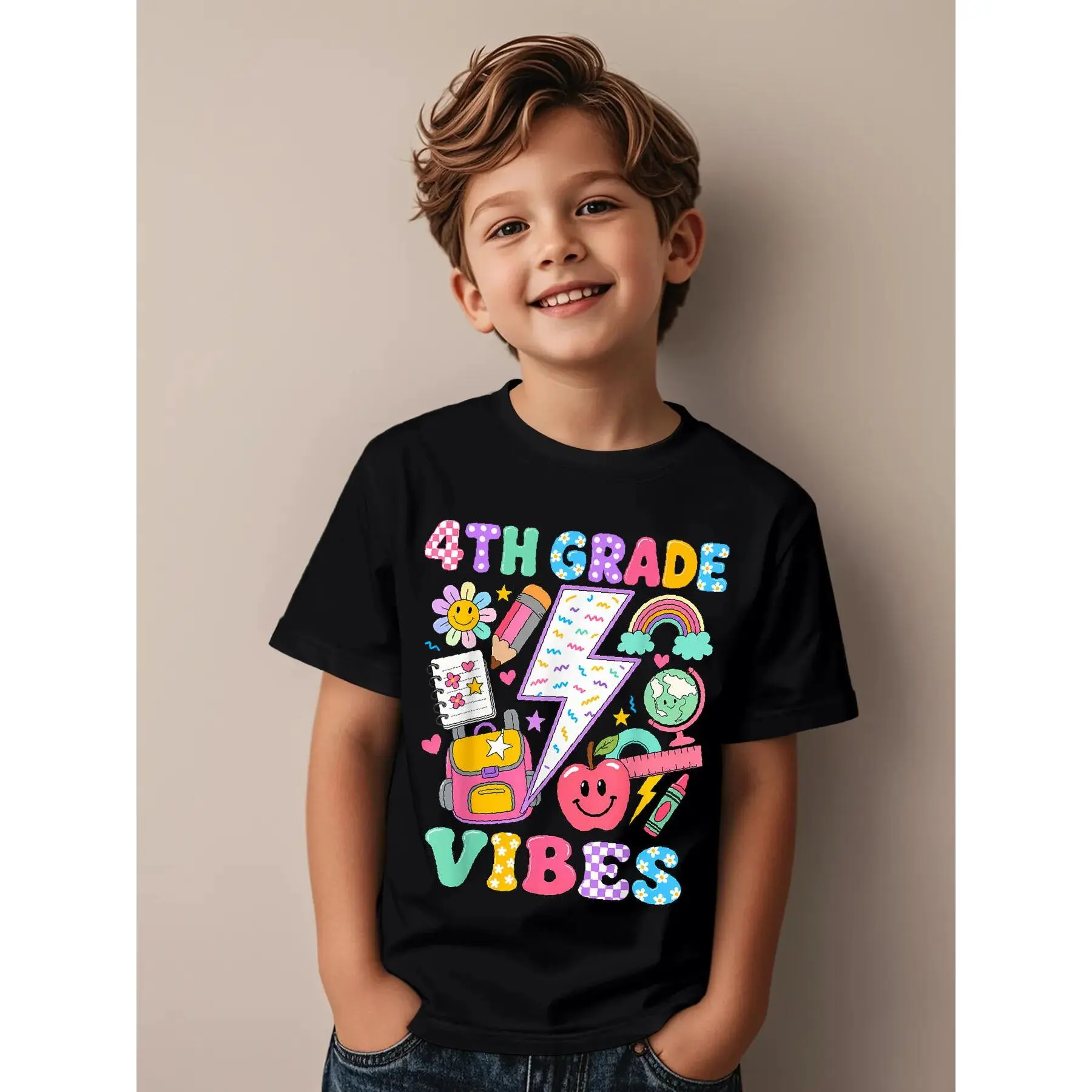 4th Grade for Girls Back to School First Day Fourth Grade Novelty Awesome Graphic Kid T-Shirt Popular Kid T Shirts Trending Tops Tees for Kid