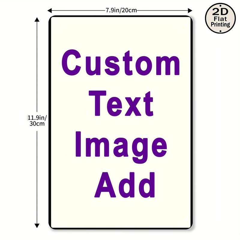 2D FlatCustomizable Metal Sign - Personalized Text/Image/Logo, UV Printed Durable Metal Wall Art Easy Wall-Mounted Installation for Home, Office, Bar, Kitchen Decor - Thoughtful Gift for Employees, Customers, Family, Metal Wall Art Decor, Bar Decoration
