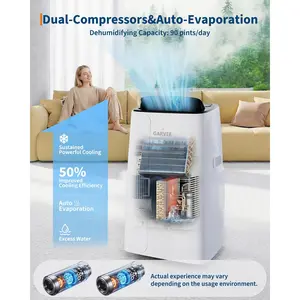 GAOMON Smart Portable Air Conditioner 14,000 BTU - Remote & App Control - Drainage-Free, Quiet, Dehumidifier & Fan - Fast Cooling, LCD Display, Air Purification - 24H Timer, 800 Sq.Ft Coverage - Black