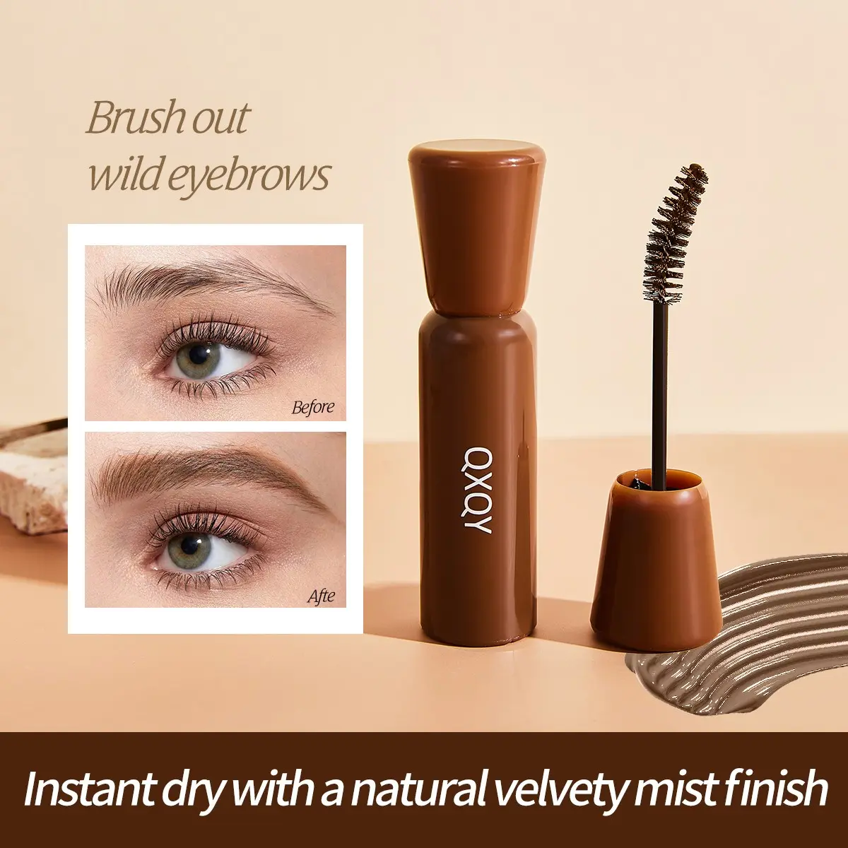 Long-Lasting Eyebrow Pomade with Brush, Coloring Brow Balm, Eyebrow Paste Makeup, Even Application, No Smudging, Non-Caking, Suitable for All Occasions