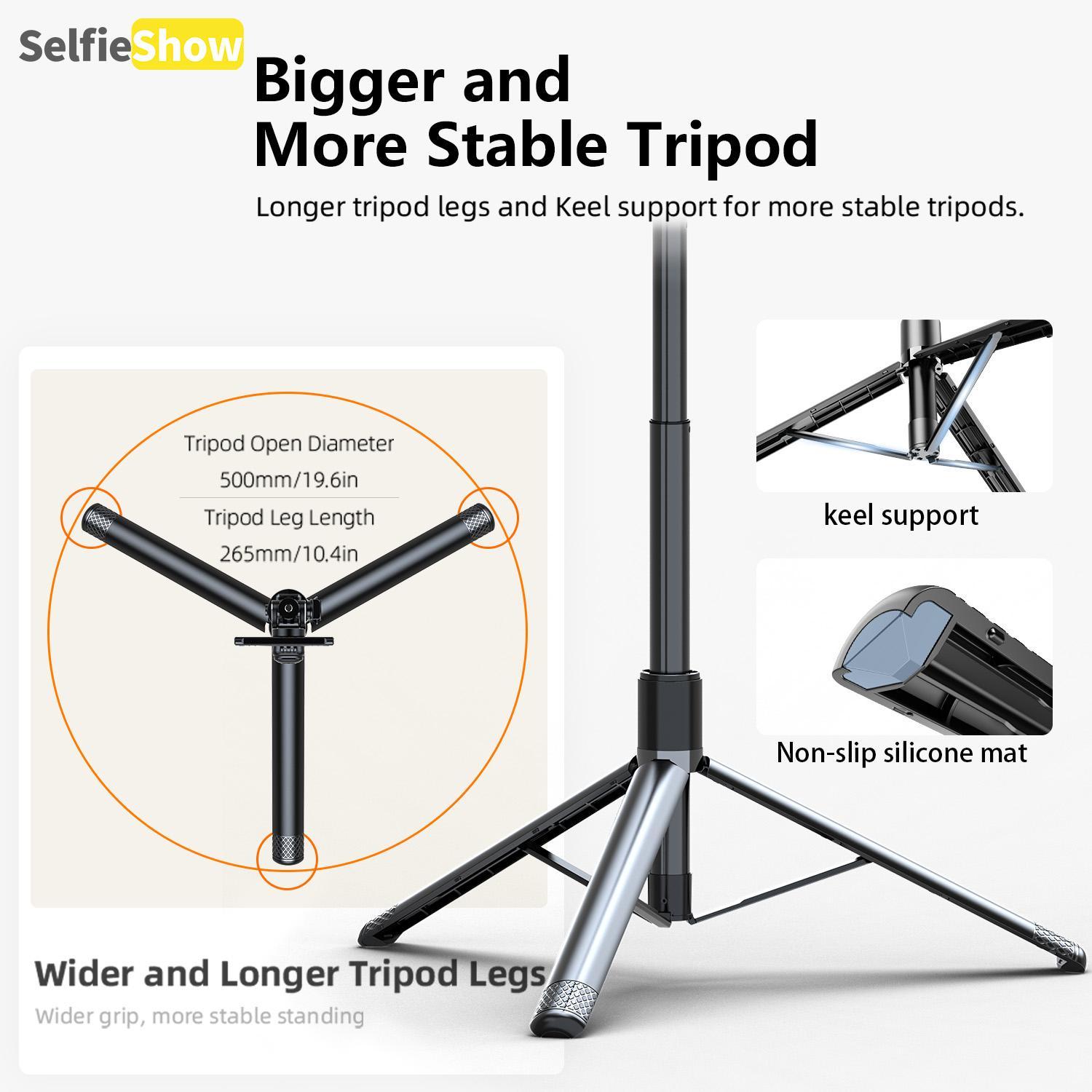 SELFIESHOW Selfie Stable Tripod, Portable Phone Tripod Stand with Remote Control, Smartphone Camera Accessories, Multifunctional Phone Tripod for Travel, Party, Live Streaming