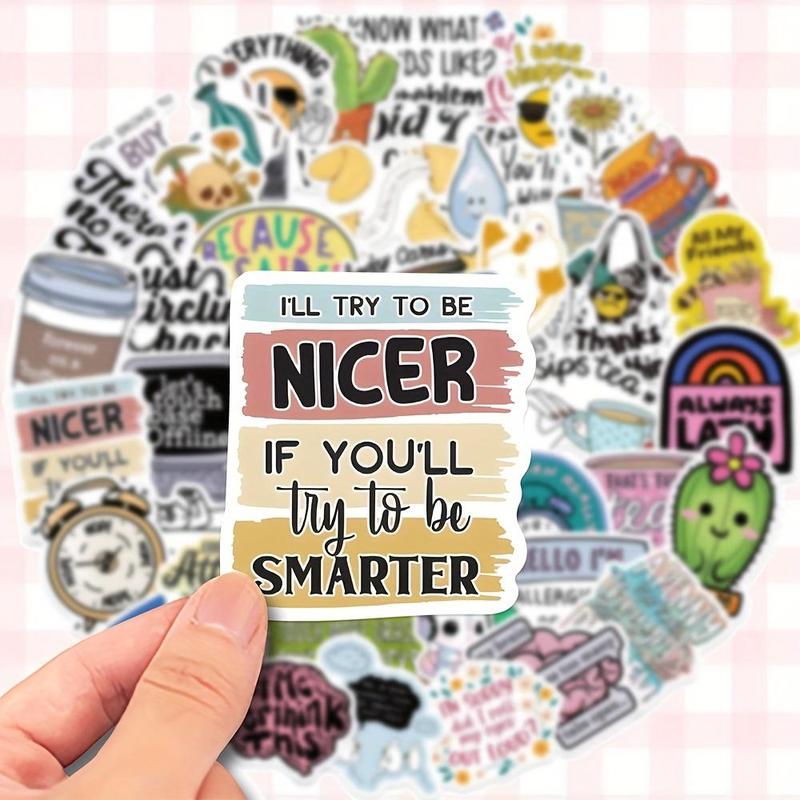 50 Funny Sarcasm Quotes Stickers, Waterproof Diary Notebook Guitar Helmet Skateboard Luggage Decorations, Creative Fun Design for Personalization, Customizable Stickers