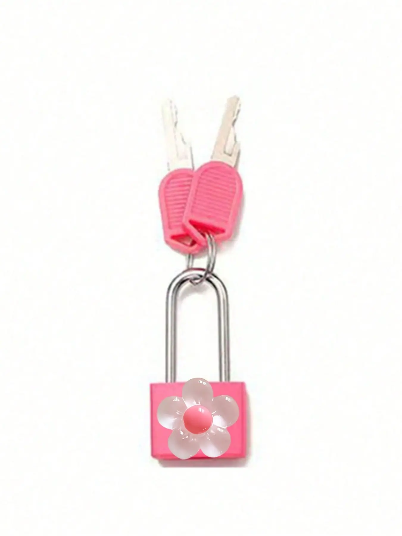 Mini Metal Key Padlock with Transparent Flower Ornament, 2 Keys Included, No Assembly Required Small Lock for Luggage Backpack Gym School Locker Toolbox, Travel Accessory Gift for Graduation Back to School Teacher’s Day, Lock and Key