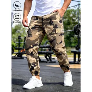 Men's Camo Cargo Pants, Trendy Loose Fit Multi-Pocket Drawstring Work Joggers, Ultra Breathable Durable Tactical Utility Streetwear Pants, Great for Hiking, Travel, Daily Casual & All-Day Outdoor Everyday Wear