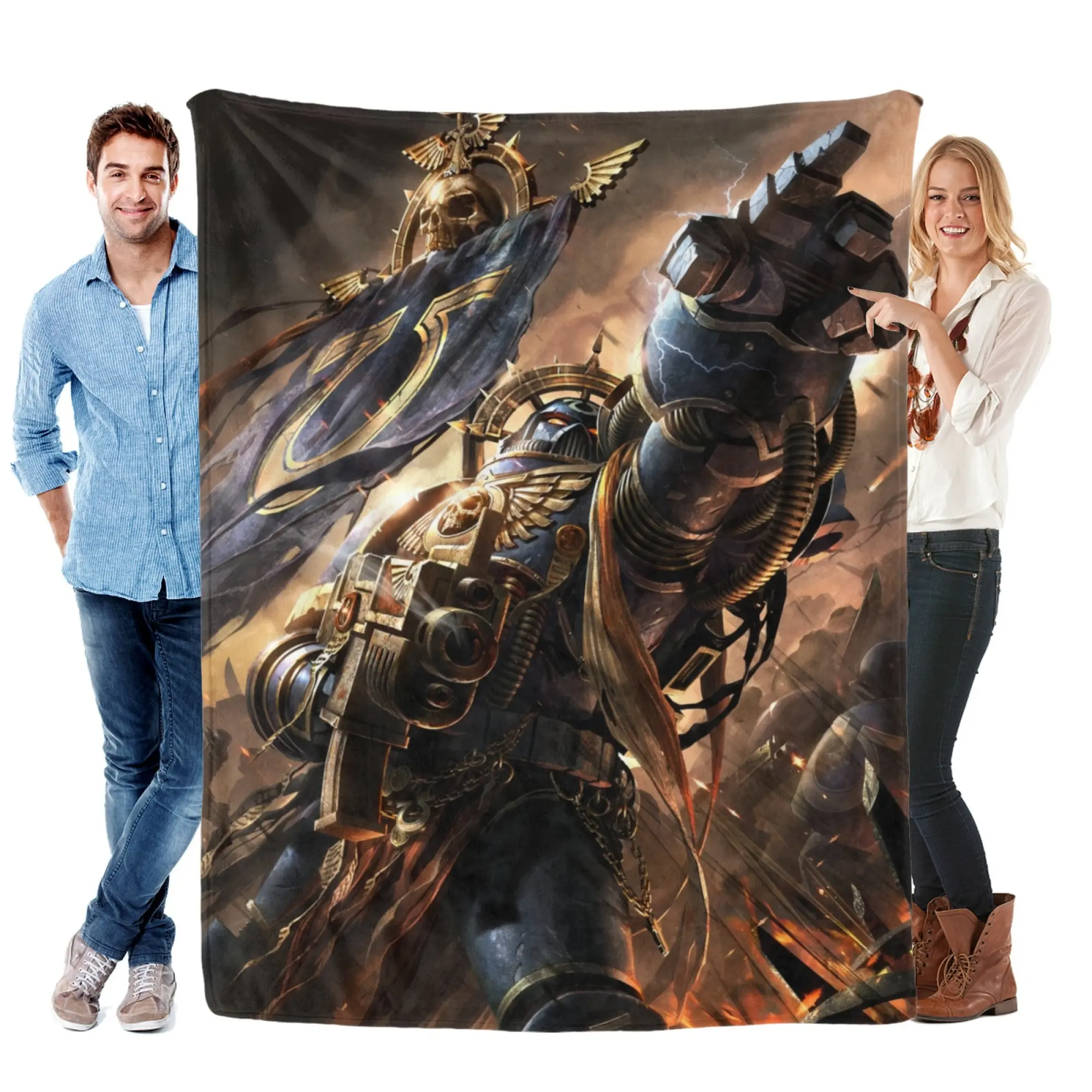 Warhammer 40K Space Marine Flannel Throw Blanket, Imperium of Man Ultra Soft Cozy Blanket for Sofa Bed Couch Office, All Season Lightweight Gaming Room Decor Blanket, Perfect Gift for Warhammer Fans, Birthday, Christmas, Thanksgiving, Halloween