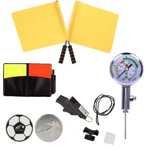 Referee Soccer Kit Set, Includes Cards Book, 2 Whistle Flags, Coin Flipper, Barometer, Essential Sports Equipment