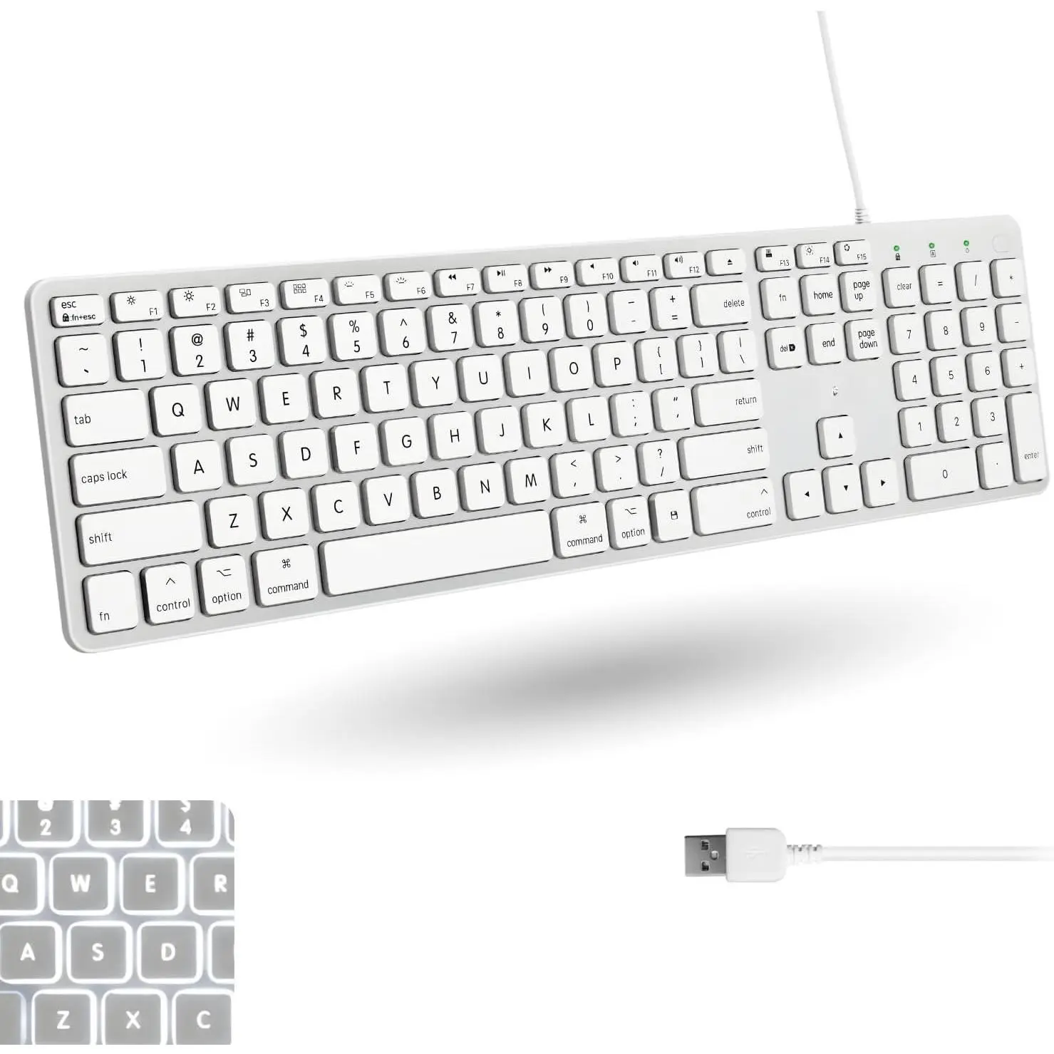 Backlit Wired Keyboard for  | Compatible  Keyboard with Numeric Keypad | Comfortable  Day Typing, Compatible  MacBook Pro/Air, iMac,  mini/Pro -