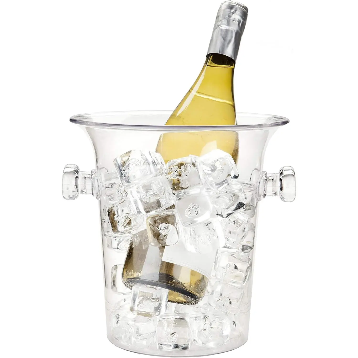 True Clear Acrylic Ice Bucket with Handles, 3L Capacity, Durable Wine & Champagne Bucket, Ideal for Parties, BBQs, Weddings, Picnics, Outdoor Use, 8.75" x 8.25", Set of 1