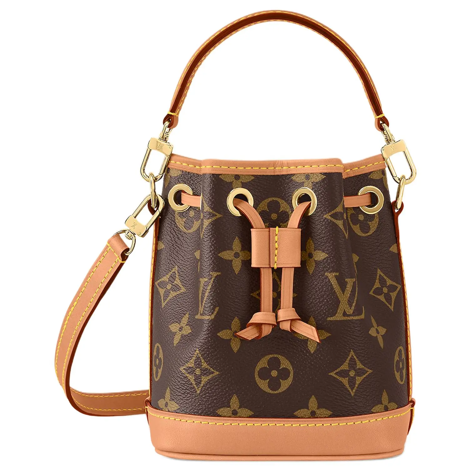 Women's Louis Vuitton Noe Mini Bucket Bag - Buckleless Women's Handbags, Calfskin, Brown Monogram, Removable Adjustable Strap