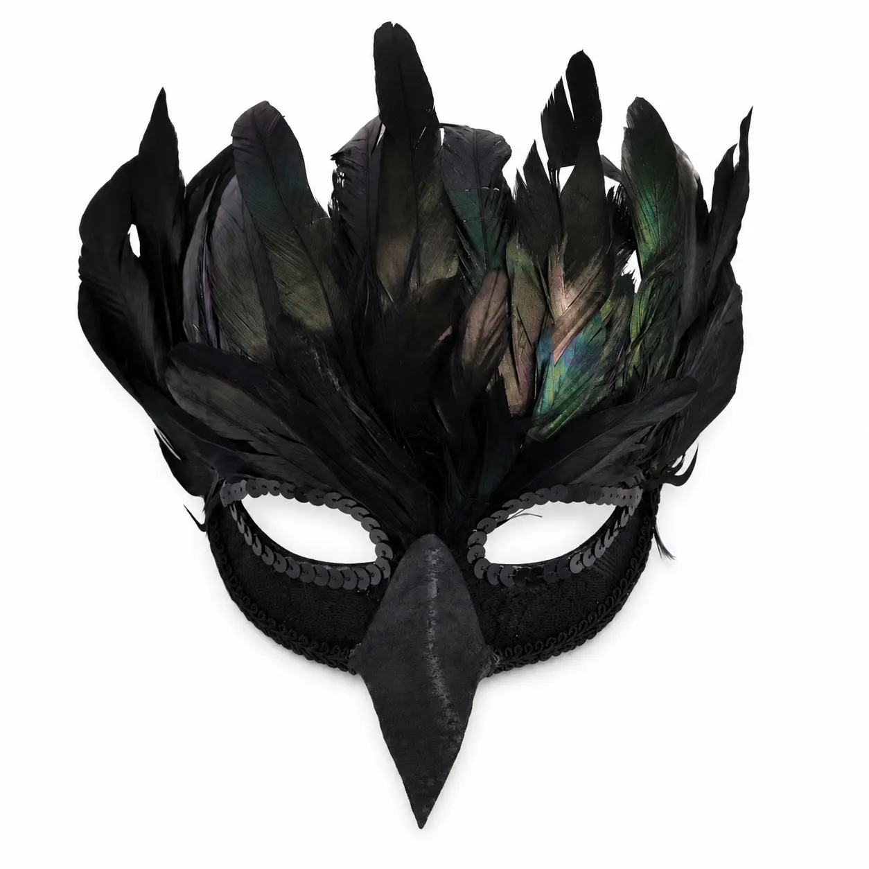 Raven Feather Masquerade Mask, Gothic Bird Beak Half Face Costume Mask, Halloween, Carnival, Cosplay, Party, Stage Performance