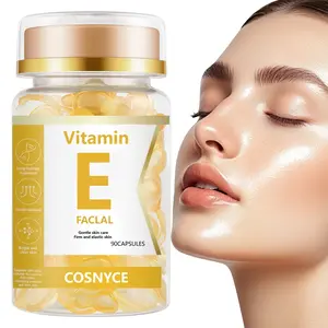 Cosnyce Vitamin C Face Essence Capsules 90pcs, Hyaluronic Acid & Collagen, Gentle Skincare, Travel-Friendly Packaging