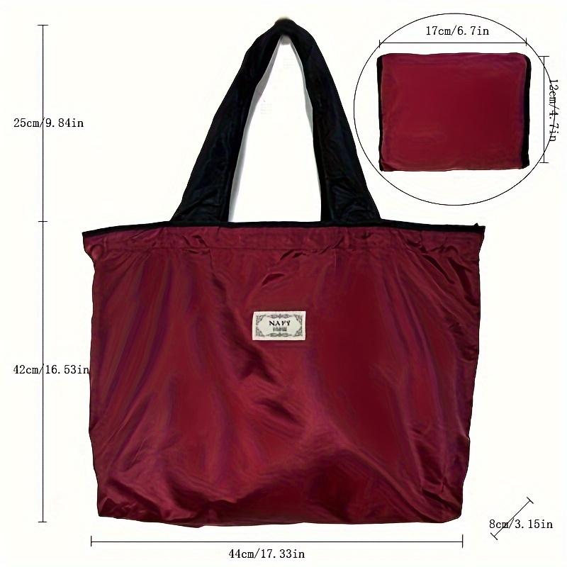 Chic Two-Tone Drawstring Shopping Bag - Foldable, Fixed Shoulder Strap, with Label Patch, Ideal for Daily Use, Large Capacity Bag