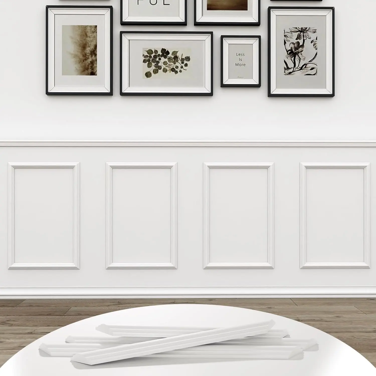 Peel and Stick Wall Molding, 4 Set 16" x 20" Pre Cut Wainscoting Panels | -to-Assemble Wall Accent Kit, Paintable & Lightweight Molding Trim Decor for Living Room Bedroom Hallway Picture Frames