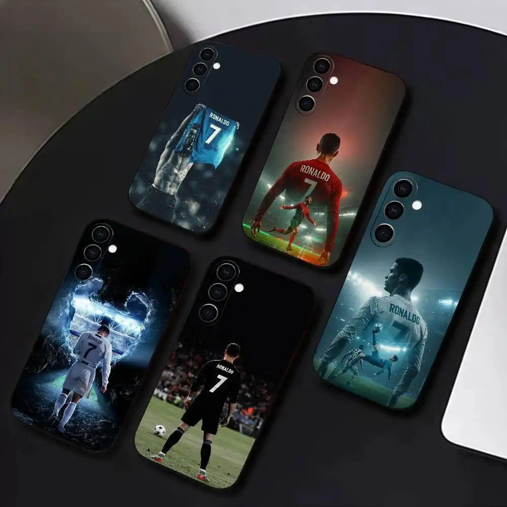 R-Ronaldo Customized TPU Plastic Football Smartphone Case - Soft Black 1-Piece, Scratch-Resistant, Non-Slip Cover with Raised Lips, Easy Install for Samsung Galaxy A14,A15,A16,A35,S21 Ultra,S22,S23,S24,S25,S26,Plus,FE Mobile Accessory, Accessories