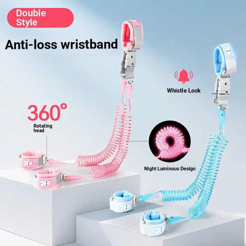 Kids 2-In-1 Anti-Lost Wristband, Parent Child Leash, Adjustable Soft Safety Hand Strap, Outdoor Travel, Prevent Kid Lost, Night Luminous Design