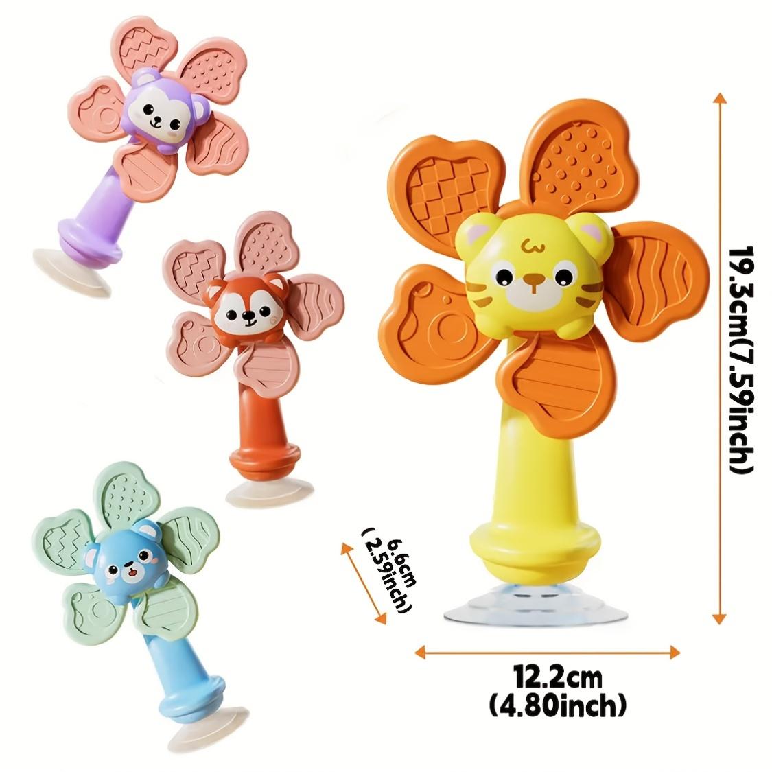 Children's Room Toys: Portable Suction Cup Windmill Toys, Manual Rotating Animal-Shaped Toys, Sensory-Motor Development Toys for Feeding & Travel