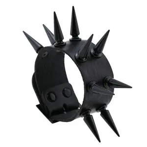 New Black Bracelets For Women Punk Spike Rivets PU Leather Charm Bracelet Cuff Bangles