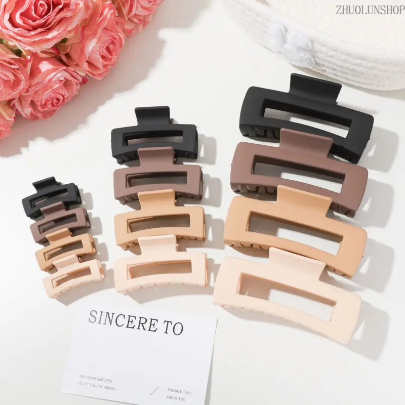 12pcs&8pcs&4Pcs Minimalist Solid Color Hollow Out Hair Claw Clip Set for Thick Hair, Sturdy Anti-Slip Casual Versatile Women Hair Accessories, Simple Daily Styling Ornaments, Great Birthday Holiday Small Gifts