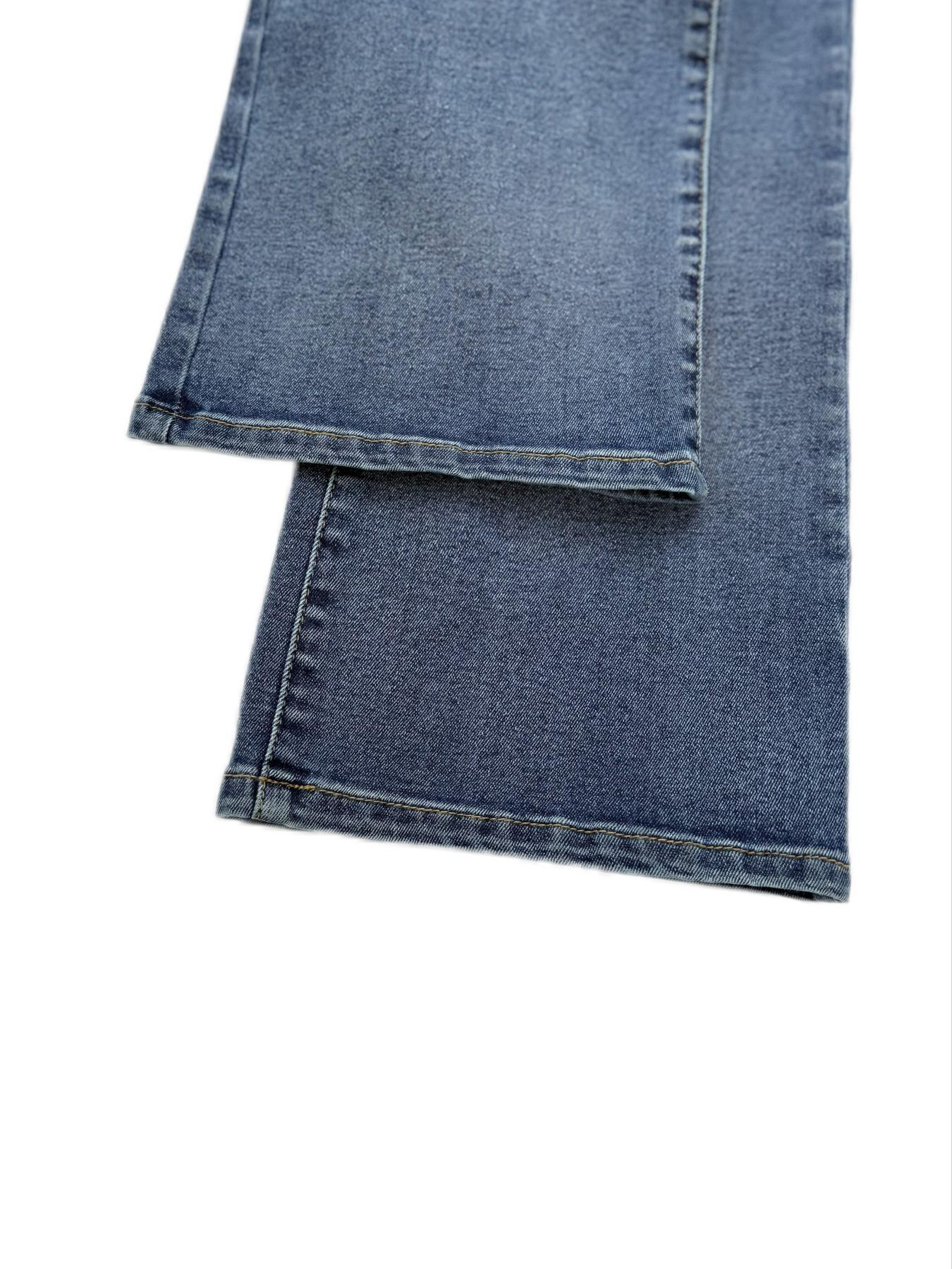 Women's Pocket Leg Stretchy Jeans, Flared High Waist Casual Comfy Bell Bottom Denim Trousers for Daily Wear, Ladies Bottoms for All Seasons Women's Pocket Leg Stretchy Jeans, Flared High Waist Casual Comfy Bell Bottom Denim Trousers for Daily Wear, Ladies Bottoms for All Seasons