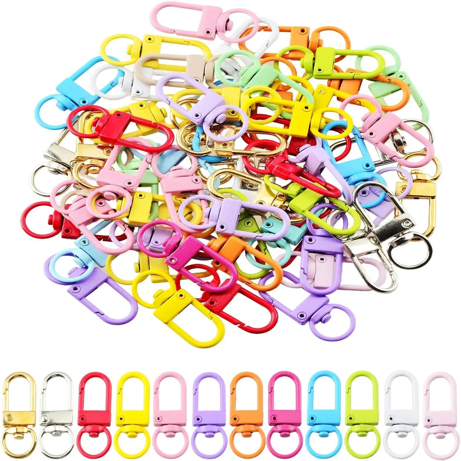 clip 60 count Swivel Snap Lobster Claw  Clasps Lanyard Hardware Key Chain Hooks for Bag Charm