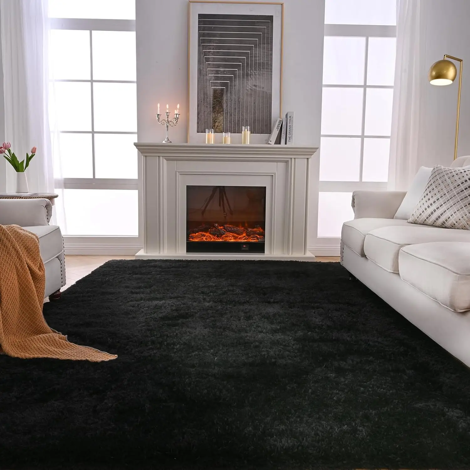 Solid Color Faux Fur Rug, 1 Count Soft Plush Rug, Soft Thick Rugs, Fluffy Area Rug, Floor Shaggy Rug, Modern Fuzzy Decorative Carpet, Contemporary Mat for Living Room and Bedroom, Home Decor Rugs #GLOBAL PICKS