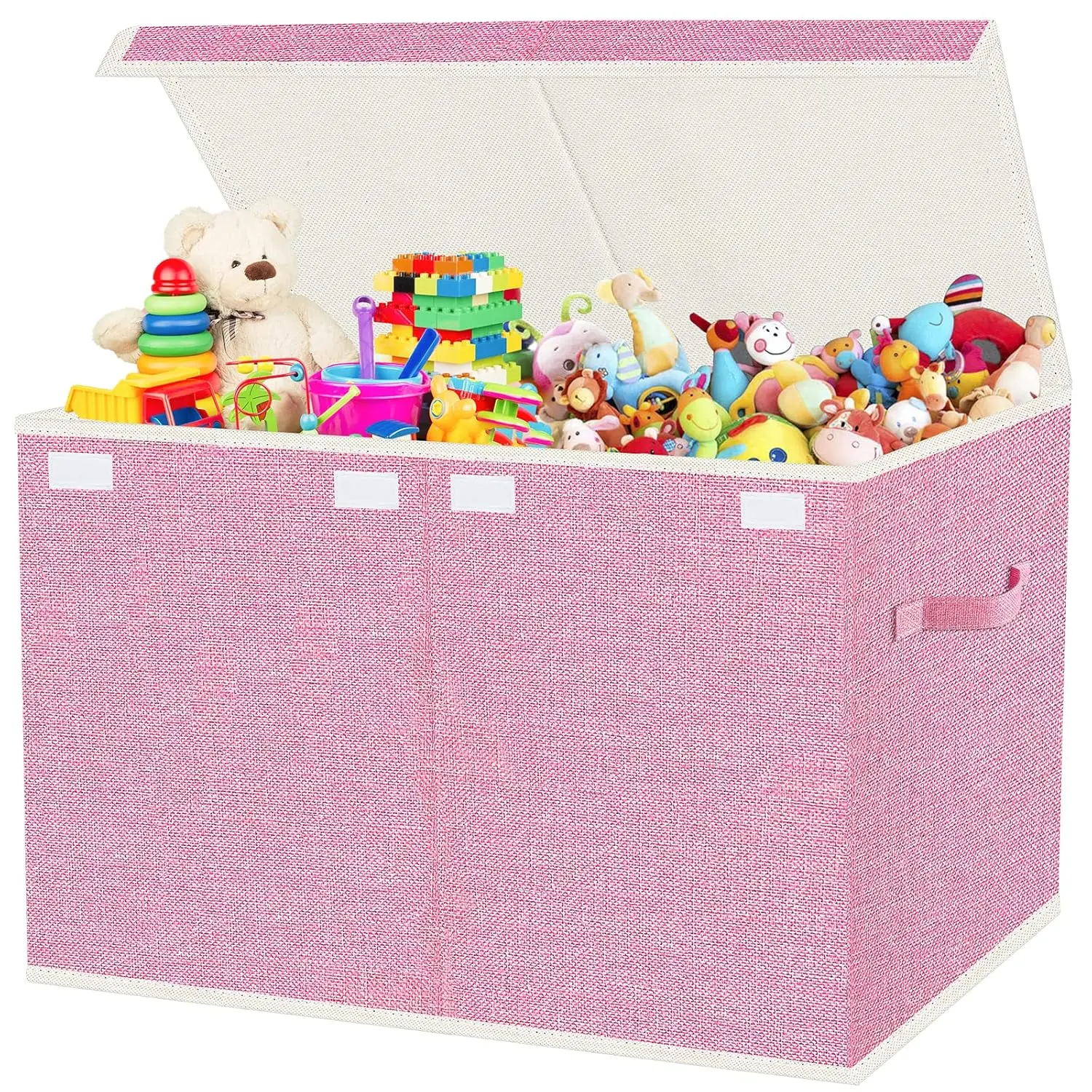 Large Collapsible Toy Storage Box with Lid & Handles - Kids Organizer Chest for Toys, Clothes, Blankets (Pink, Nursery, Playroom, Bedroom)-24.5''×13''×16''