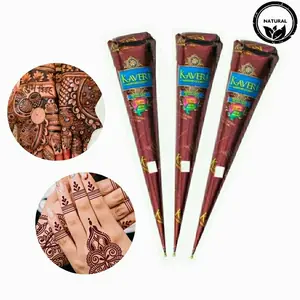 3 Pcs Organic Henna Tattoo Paste Set, Waterproof Safe Long-Lasting Henna Cones for Temporary Body Art, Natural Ingredients for Women & Men, Temporary Tattoo Kit