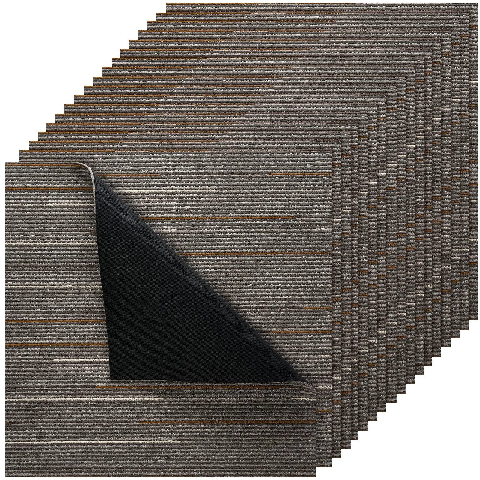 VEVOR Reusable Modular Carpet Tiles - 24x24 in, 24 PCS Modular Rug, Soft Padded Commercial Floor Cover (96 sq. ft), Easy DIY for Living Room Decor, Indoor Floor Use, Dark Brown, Commercial Look, Reusable Tiles