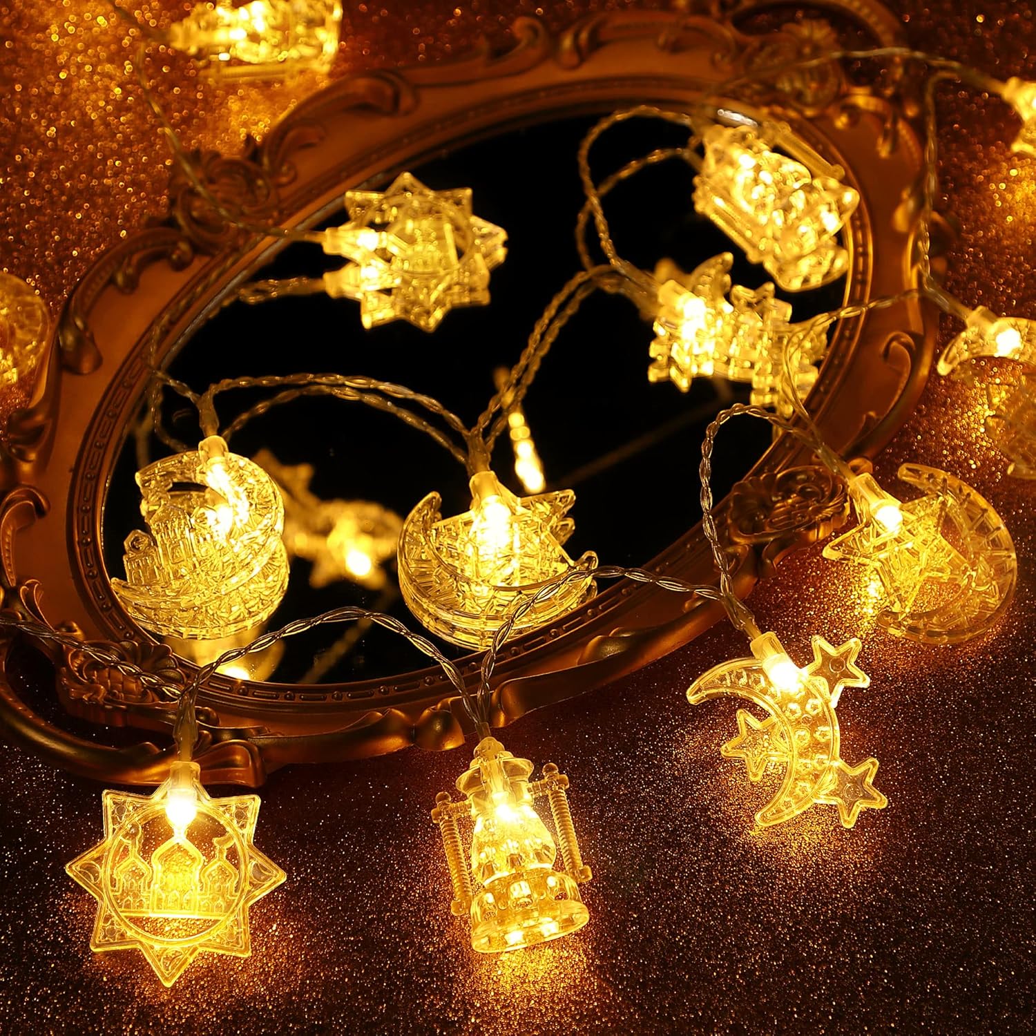 Ramadan String Light, USB Powered Moon Star String Light, Glowing Led Lights, Led Lantern, Eid Decoration Light, Decorative Light for Home Party Wedding Festival, Ornaments