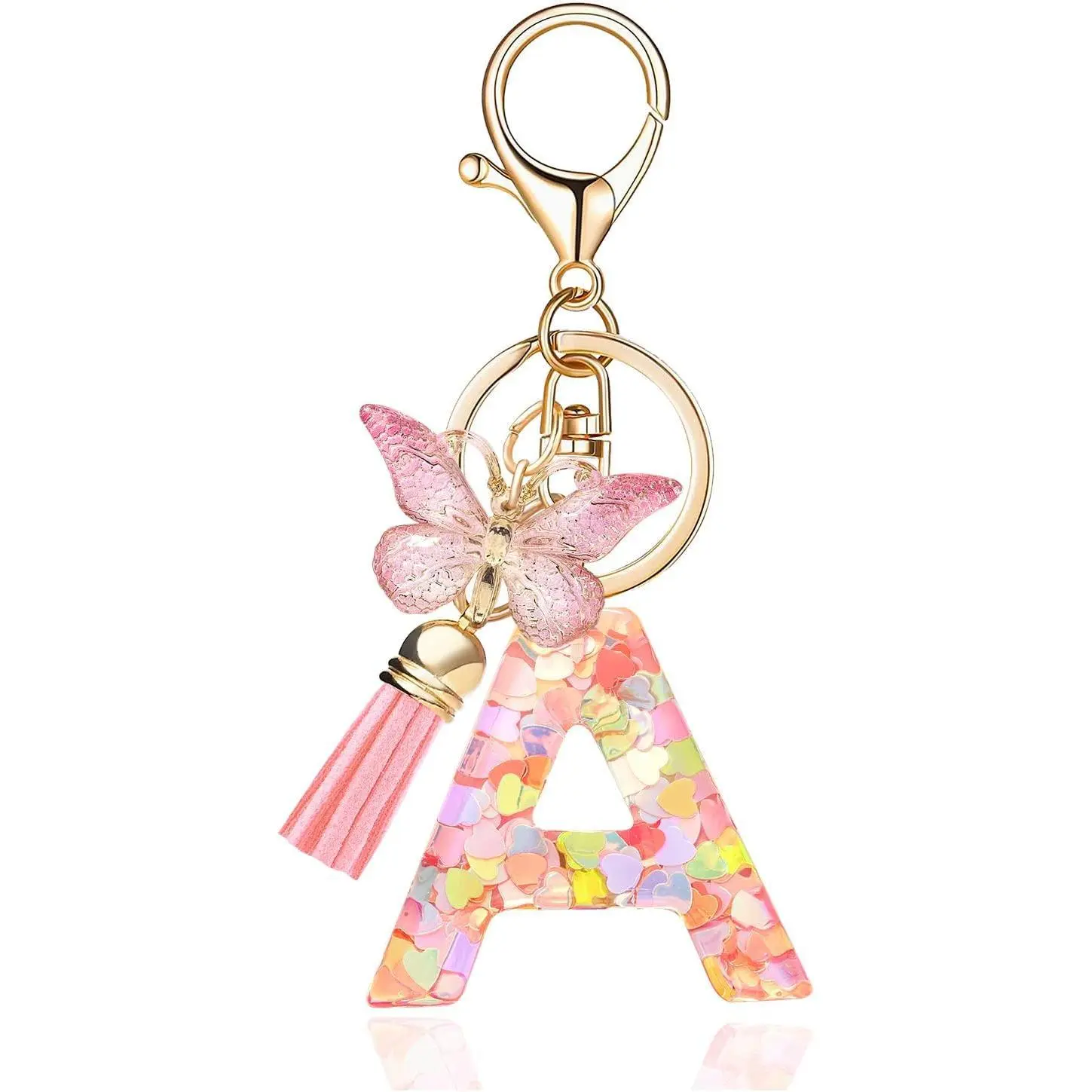 26 Personalised Fashion Alphabet Initial Letter Keychain with Tassel & Butterfly Pendant, Car Interior Decoration Key Ring for Women’s Purse Handbags, 26 Personalised Keychains
