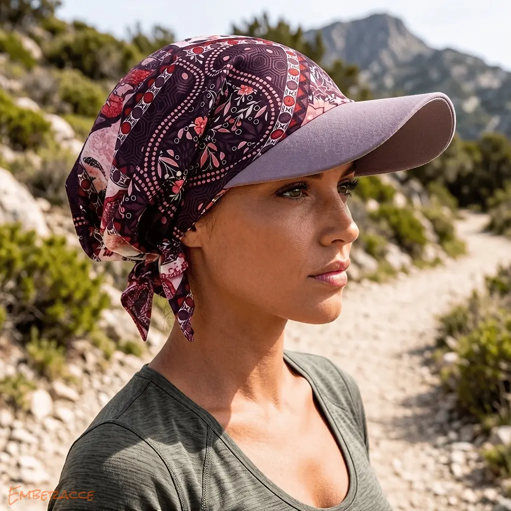 Female Butterfly Print Outdoors Headscarf Hat - Lightweight, Quick-Dry, Breathable Fabric, Secure Wrap Sun Protection Hair Cover for Beach, Hiking, Camping (Pattern Placement May Vary), Sun Shield