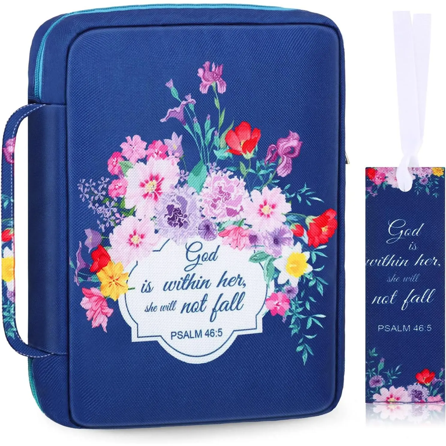 Cover Case for Women 10'' Flower  Holder Case Large Religious Carrying Bag for Women Study Christian Book (Elegant Flower)