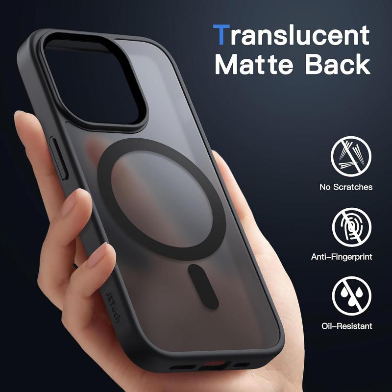 High-end matte skin-touch black mobile phone case suitable for iPhone17Promax 16Promax 15Plus 14Pro 13 12 Pro Max Plus supports magnetic suction wireless charging matte translucent anti-shock and anti-fall Apple mobile phone case