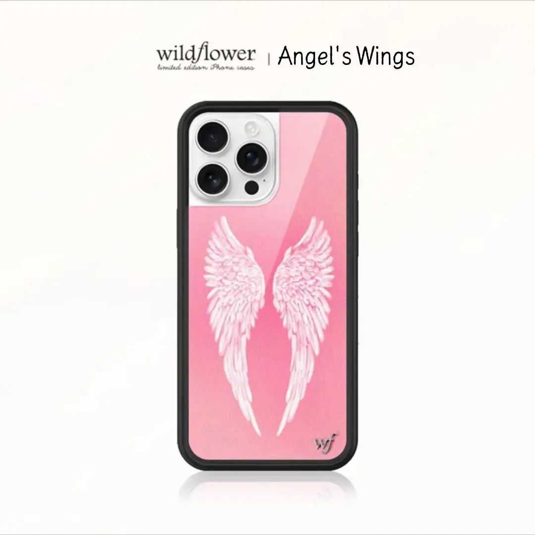Wildflower Angel Baby Wing Phone Case for iPhone 16 15 14 13 12 17 Pro Max Plus Air Fashion Pink Cherub wf shockproof Back Cover promax