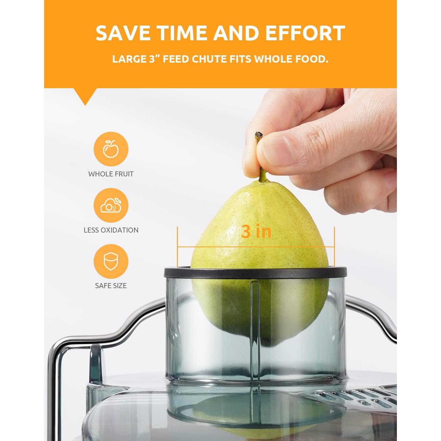 Juicer with 800W ,  Juicer Machine with 3" Feed Chute, Dual Speeds Juice Maker for Fruits and Veggies, Anti-Drip Function Centrifugal Juicer, Include Cleaning Brush, , White