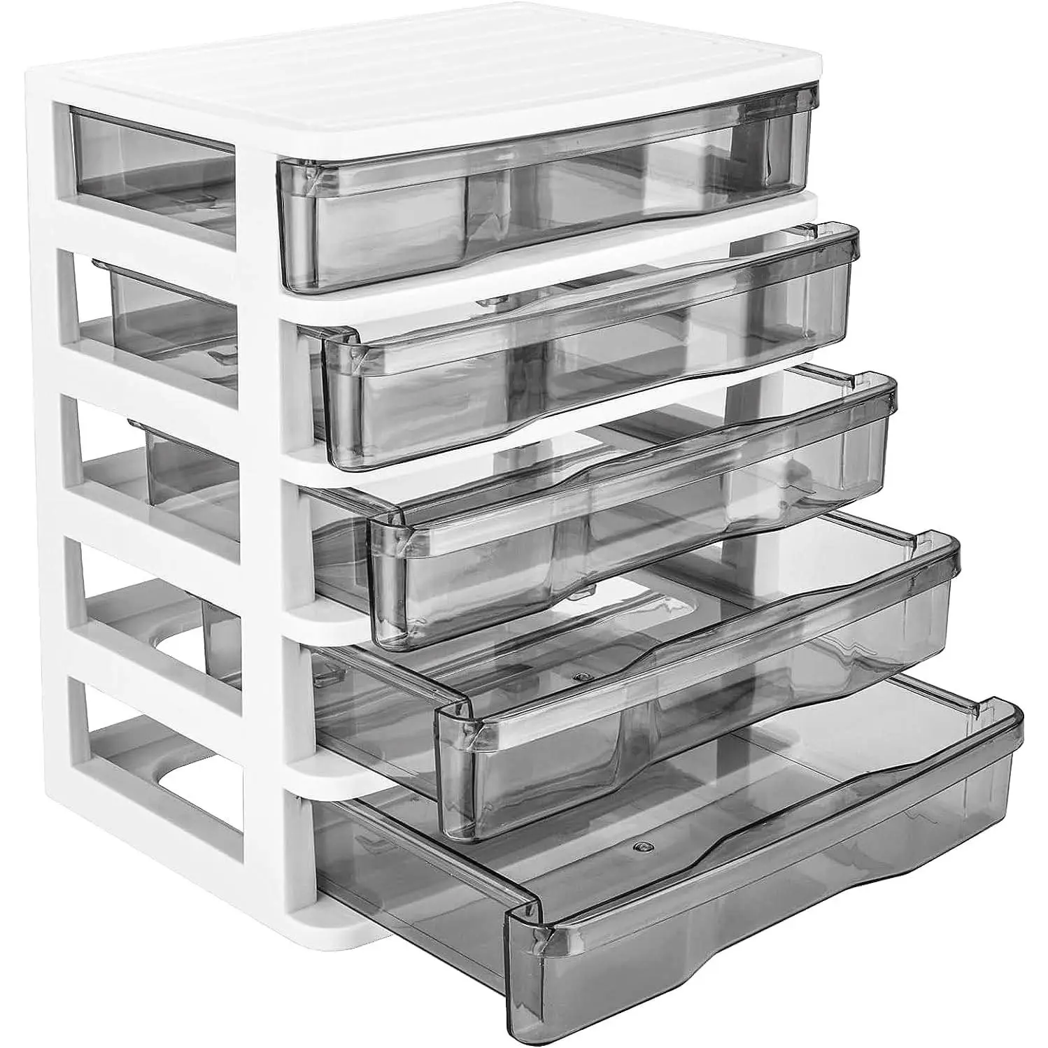 Plastic Drawers 5 Layer Desktop Storage, Small Organizer Box Storage Container Case, Desktop Organizer with Clear Drawers for Home, Office, Stationery, Jewelry and CosmeticsGift.