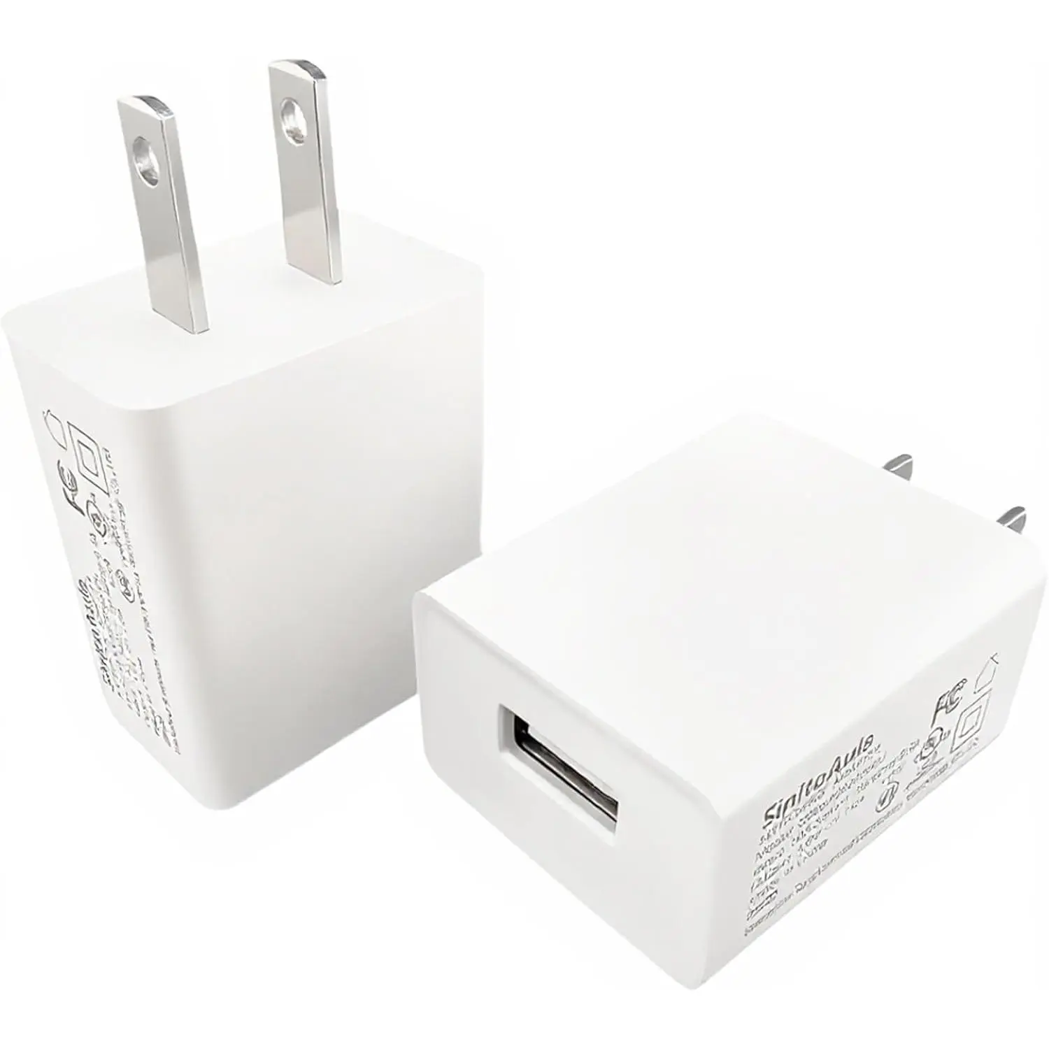 UL Listed USB Wall Charger Block (5W, White, 2 count), 5V 1A Power Adapter for Outlet, Plug for Cell Phones, Tablets, Earphones, Power Banks,  Wearables, Toys and   Gadgets