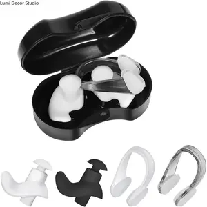 Sports & Outdoor Reusable Waterproof Swimming Earplugs & Nose Clip Combo Set, Water-Blocking Accessories, Water Ingress Prevention Gear for Pool Swimming, Underwater Diving