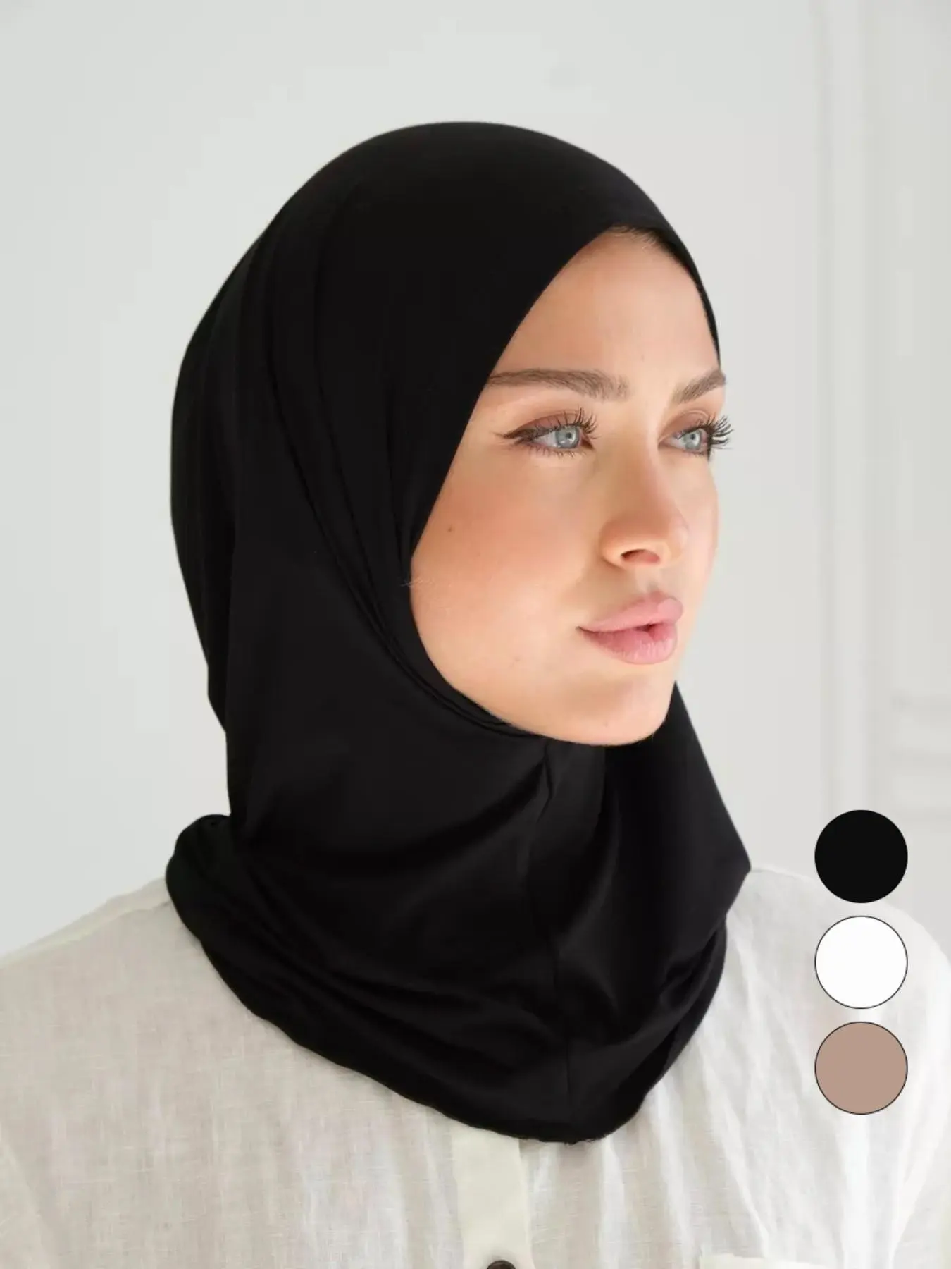 Women's Inner Cap Underscarf, Stretchy Hijab Cap Turban Hat, Solid Color Chin Elastic Head Cap, Neck Scarf Headband, All Seasons