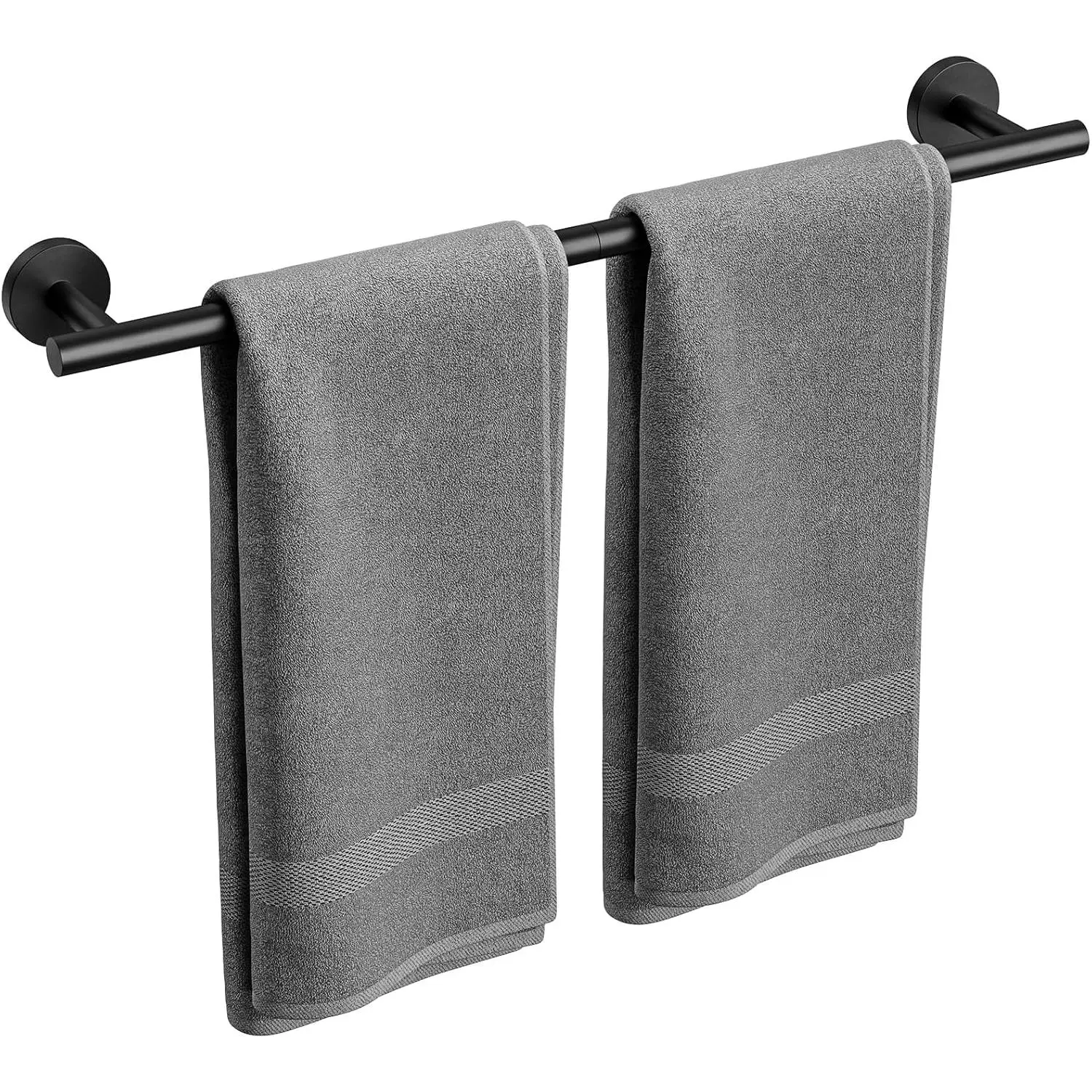 Matte Black Towel Bar, 24 Inch Bathroom Towel Rack (Total Length 26-Inch), Towel Holder Wall Mounted, Thicken SUS304 Stainless Steel Towel Rod Modern Home Decor