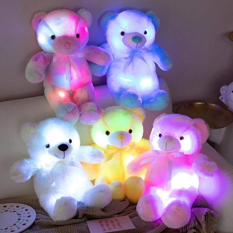 Glowing Bear Plush Toy, 1 Count Teddy Bear, Soft Bear Stuffed Doll with LED Light, Cute Animals Design Doll for Birthday Gift, Kids Toys, Baby Toys, Teddy Bear Stuffed Animal, Home Decoration, Sensory Toys for Kids