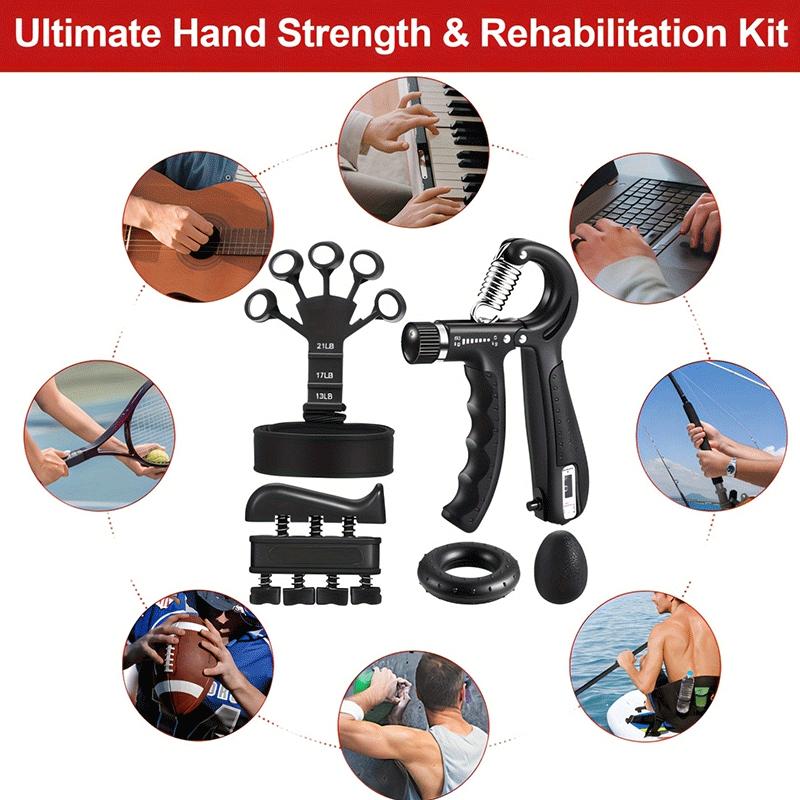 5-Piece Strength Training Machine Set, Finger Exercise, Grip Strength, Hand Extension, Pressure Relief Ball, Forearm Ring, Muscle Training, Hand Grip Strengthener, Finger Exerciser, Strength Training Equipment, Home Workout Equipment