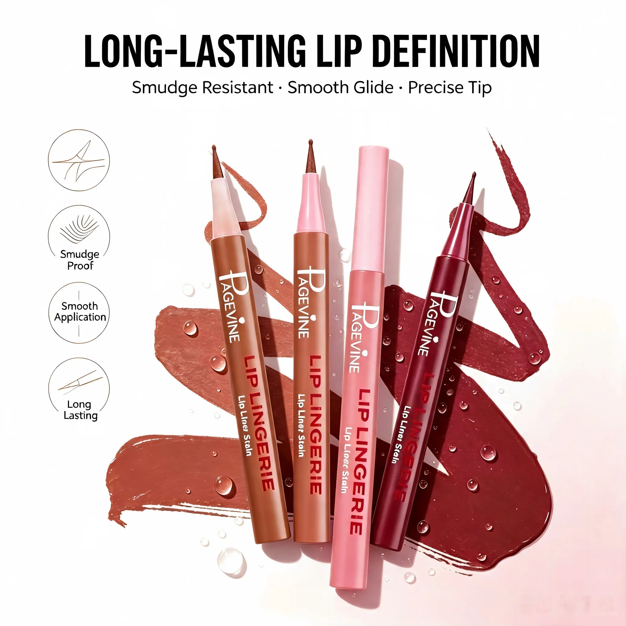 Fine Tip Liquid Lip Liner, Long-Lasting Waterproof, Nude Raspberry Color, Defines Full Lips, Lip Definer, Daily Use, Perfect for Dates
