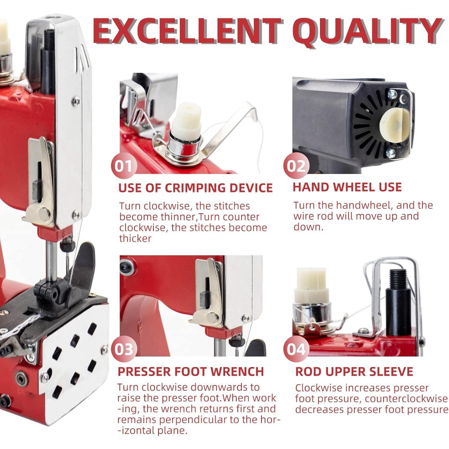 Electric Bag Sewing Machine - Ind. Handheld Bag Closer & Closing Stitcher GK9-900 for Woven Rice & Leather Bags