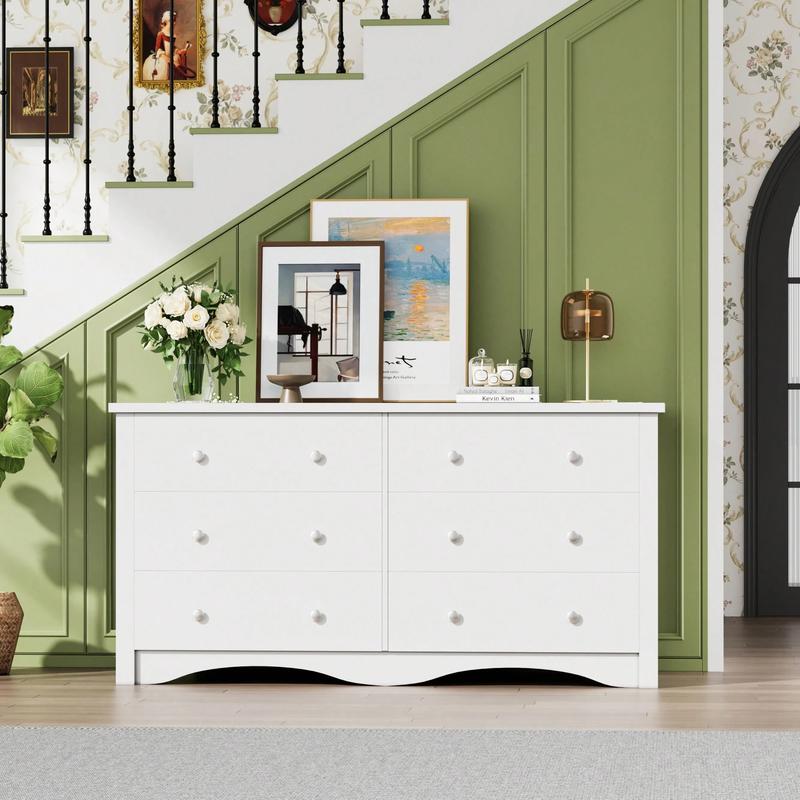 Dresser With Power Outlet, 6 Drawers Dresser For Bedroom, Modern Chest Of Drawers, Wooden Dressers, TV Stand For Living Room,Closet, Hallway