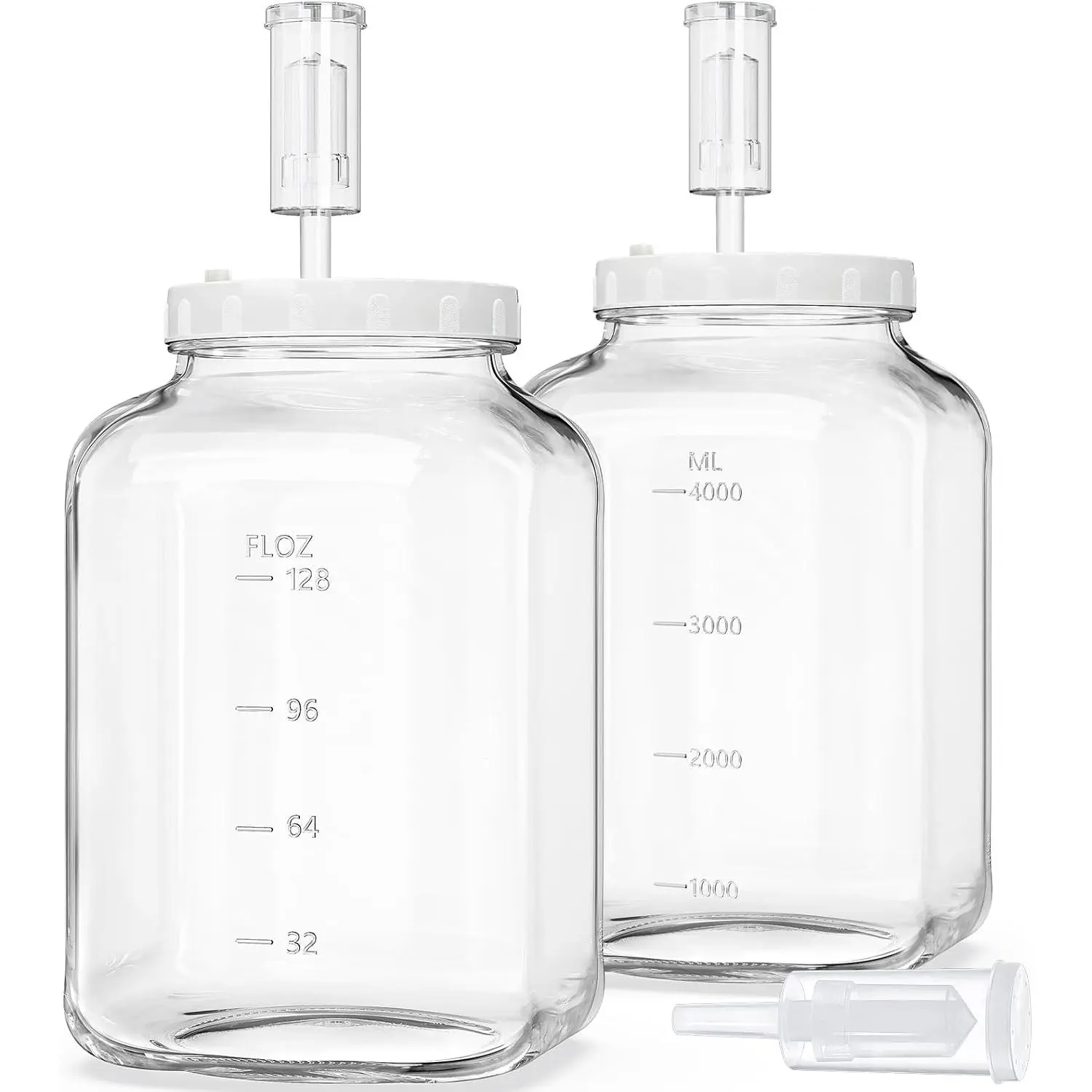1.5 Gallon Large Fermentation Jars with 2 Airtight Lids and 3 Airlocks, Wide Mouth Glass Mason Jar with Scale Mark, Pickle jars, Mead Making Kit, Kimchi Containers, 2 Pack