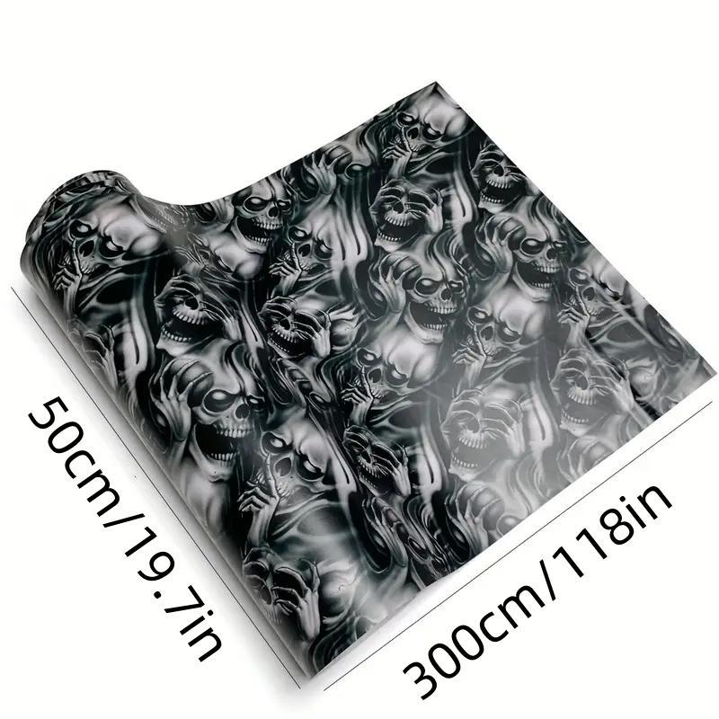 Creative Skull Pattern Car Sticker, Vinyl Wrap Roll Sticker, Anti-scratch Car Motorcycle Wrap Film, Car Exterior Decoration Accessories